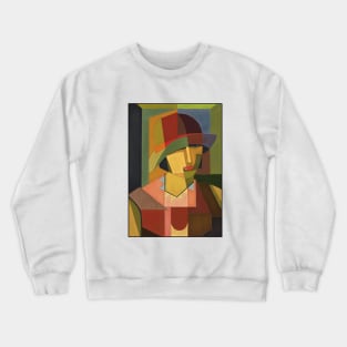 Woman in hat (on cream) Crewneck Sweatshirt